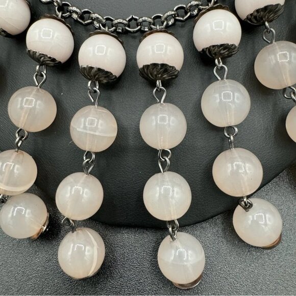 Purple Lilac Glass Bead Bib Plastron Necklace - Picture 8 of 8